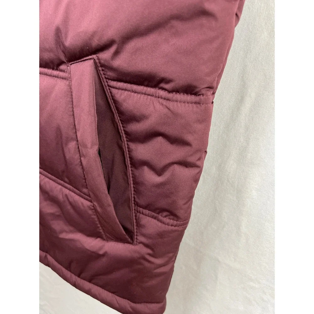 Weatherproof Vintage Puffer Vest Mens Large Burgundy Quilted Full Zip Mock Neck